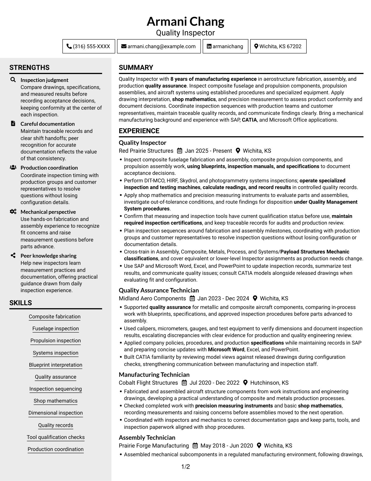 Resume example — page 1