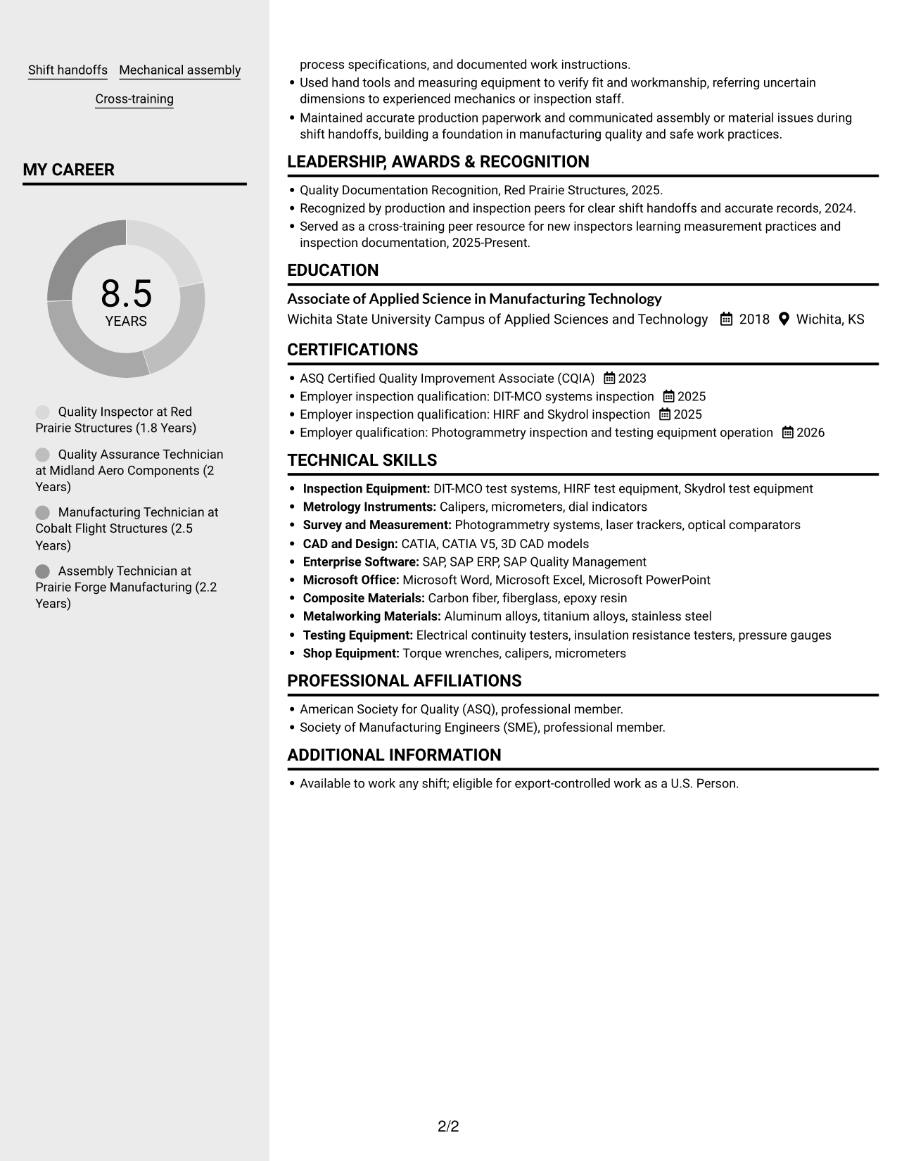Resume example — page 2