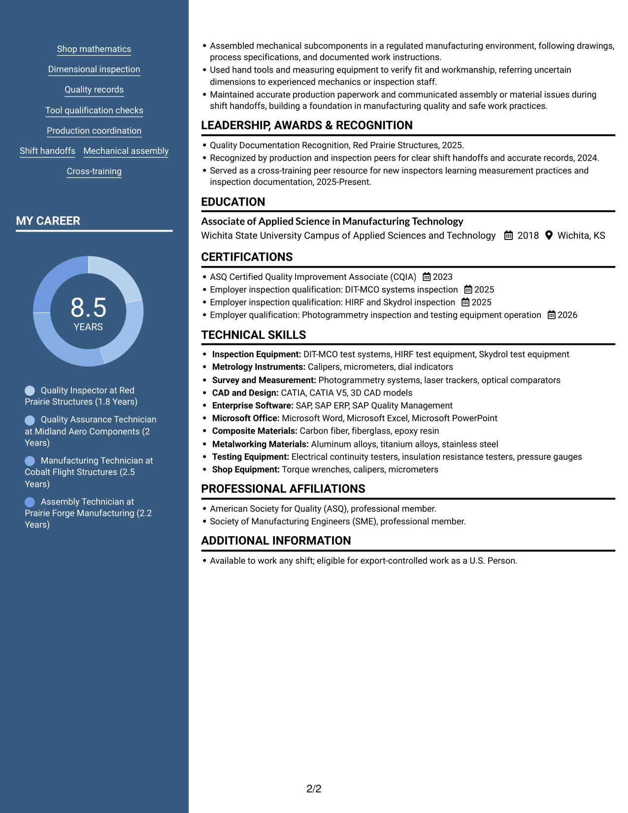 Resume example — page 2