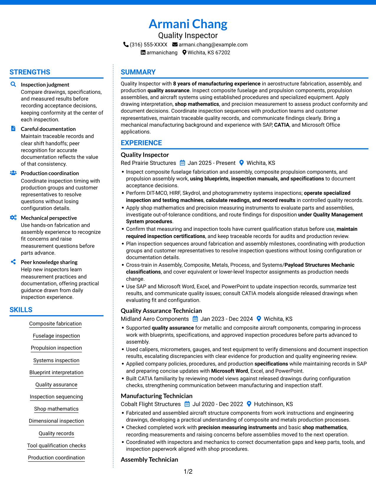 Resume example — page 1
