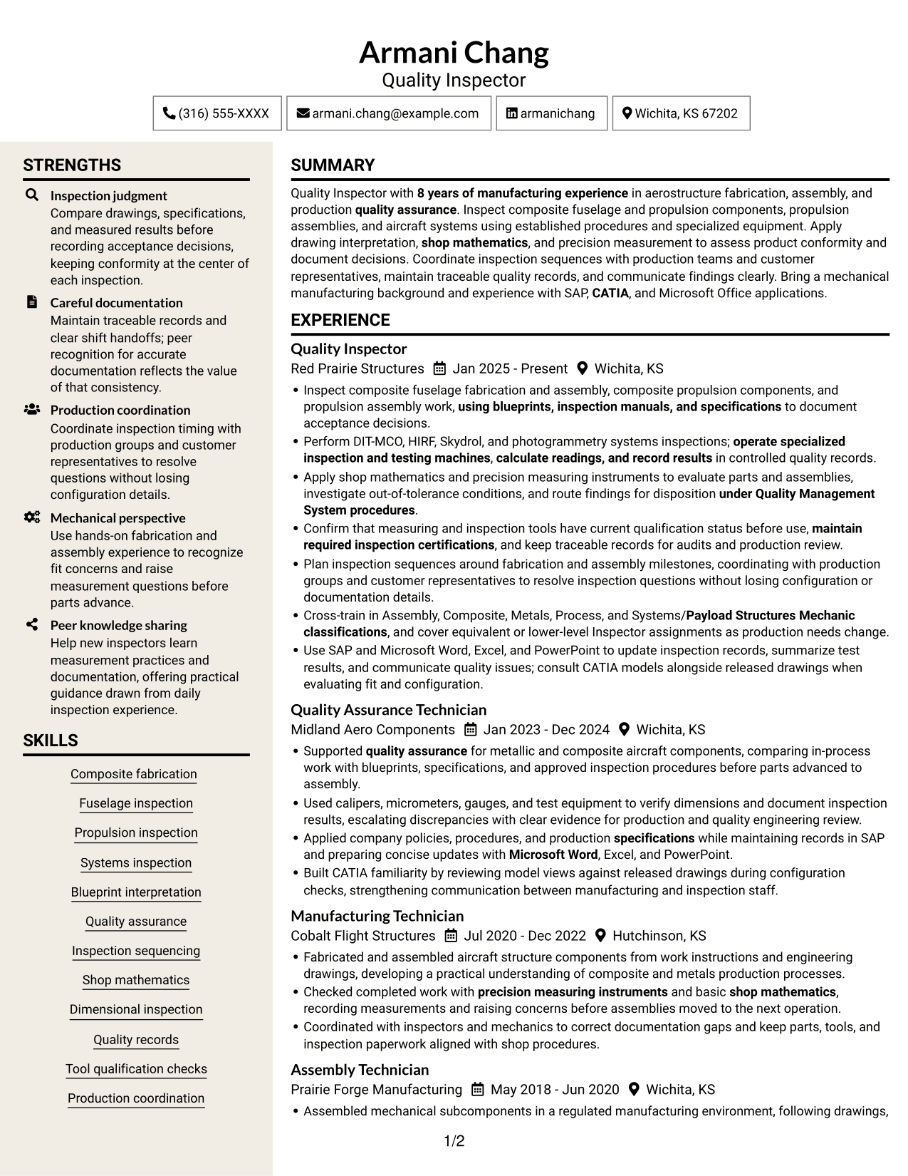 Resume example — page 1