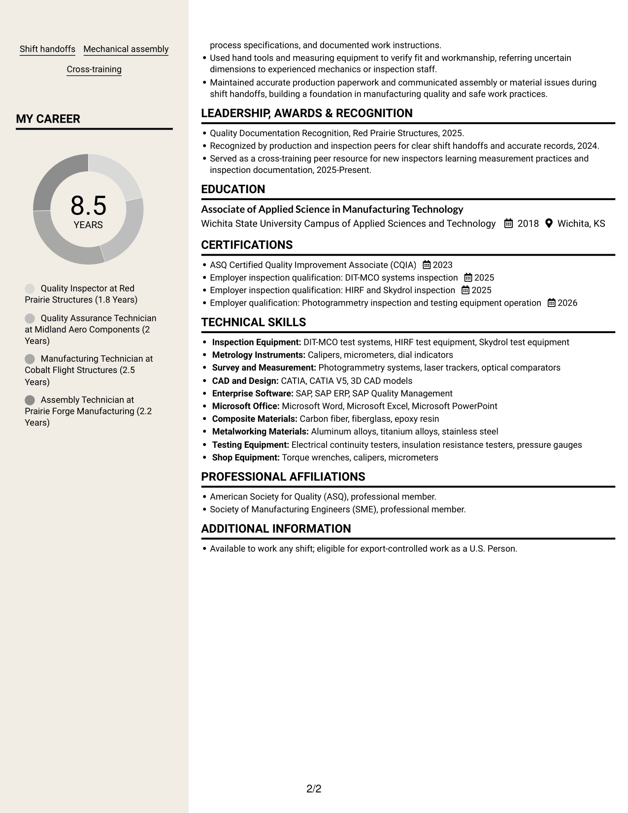 Resume example — page 2