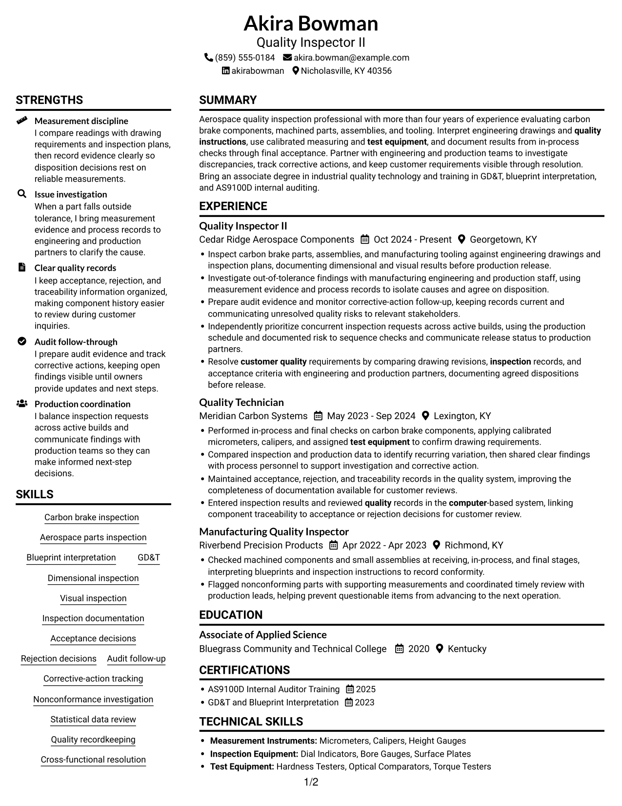 Resume example — page 1