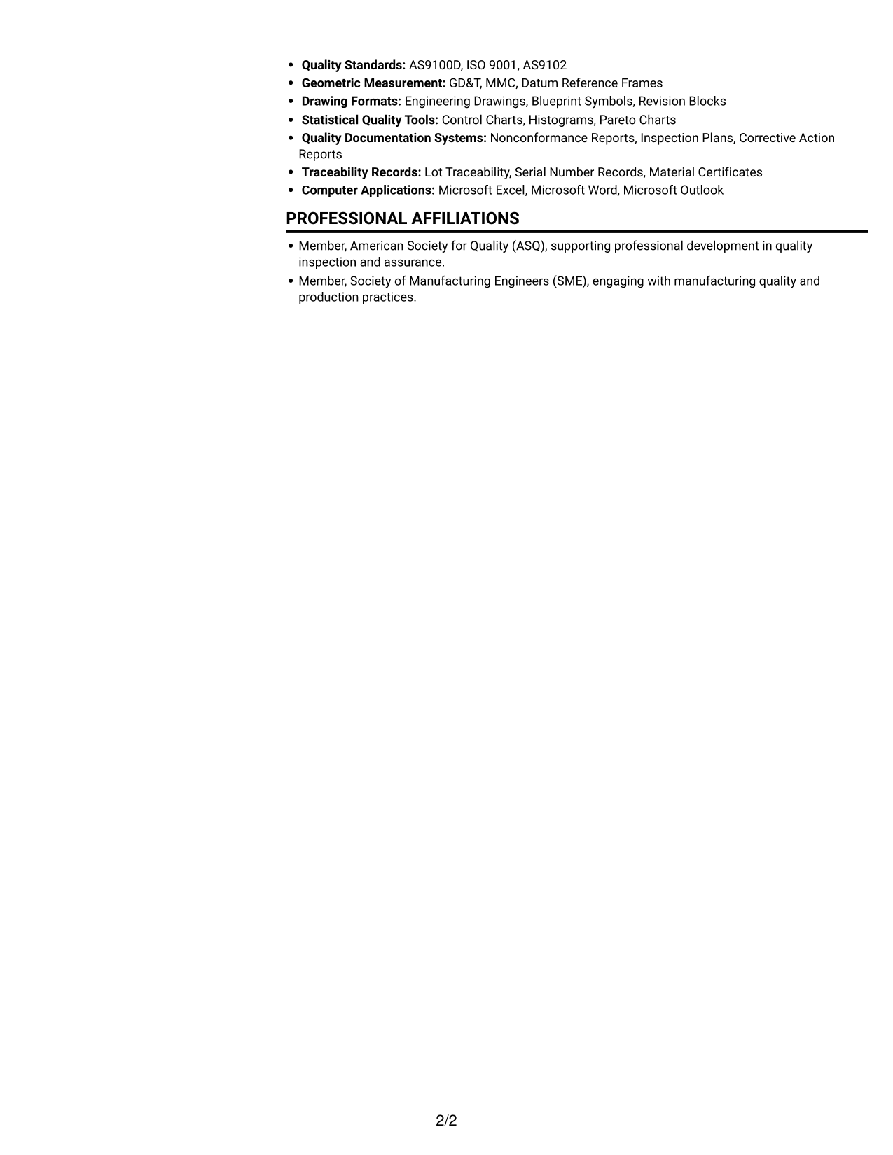 Resume example — page 2