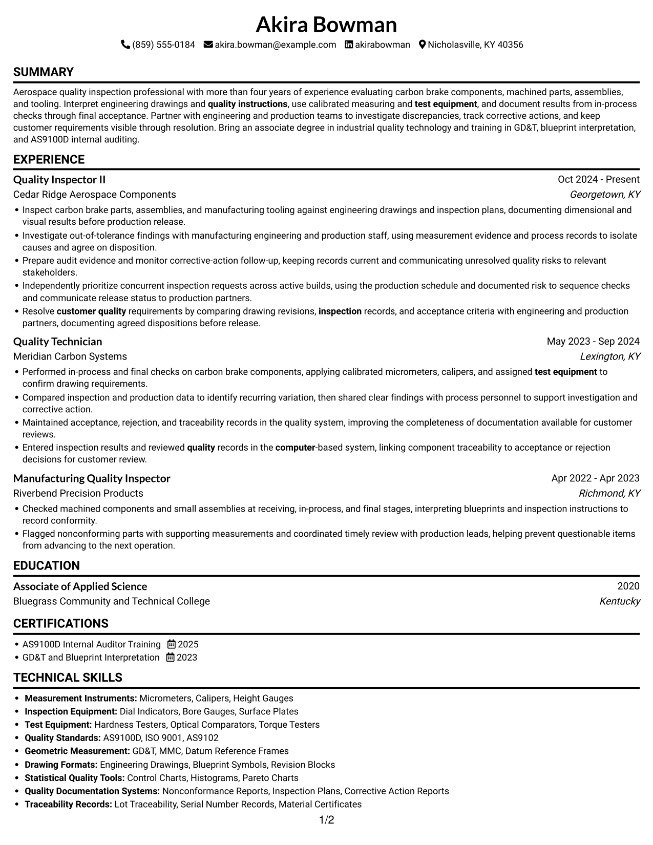 Resume example — page 1