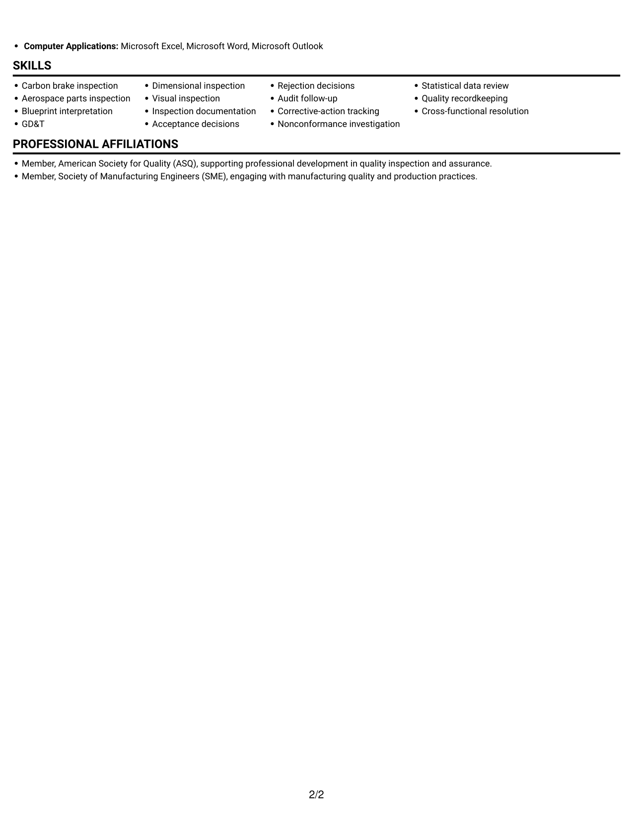 Resume example — page 2