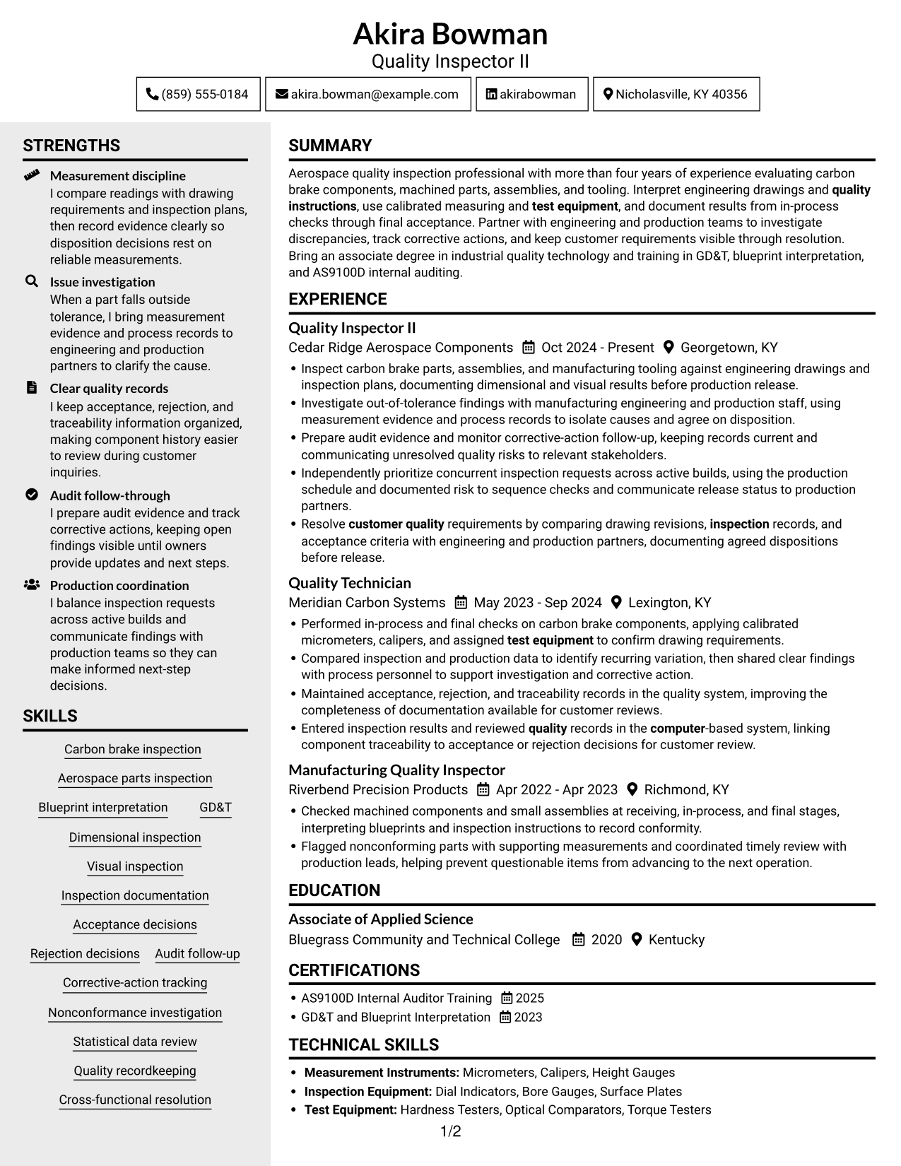 Resume example — page 1