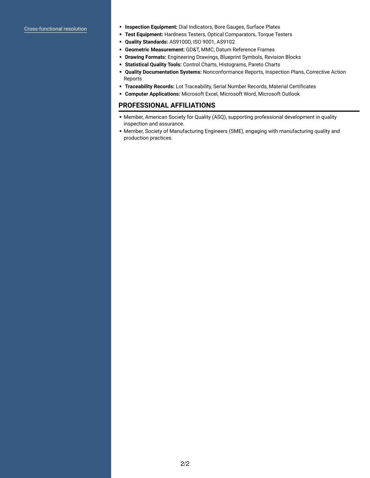 Resume example — page 2