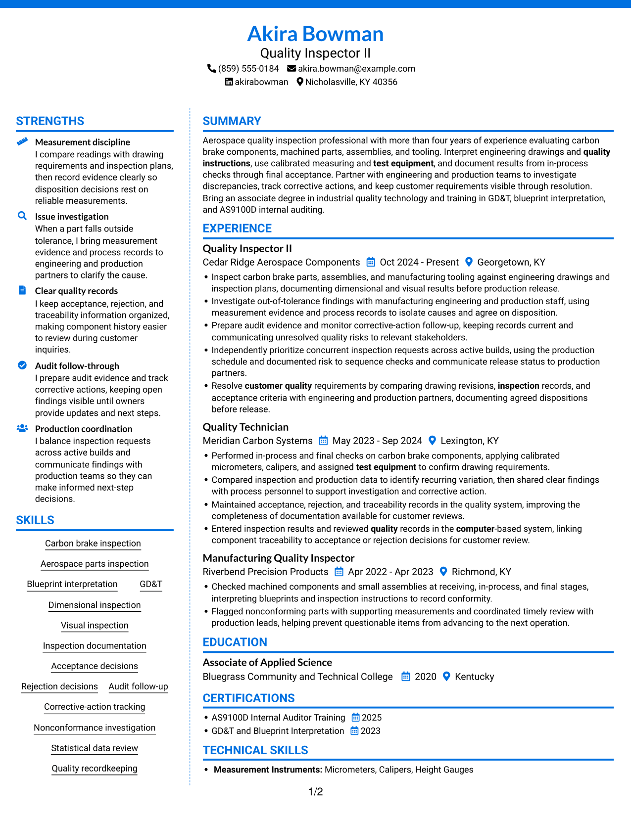 Resume example — page 1