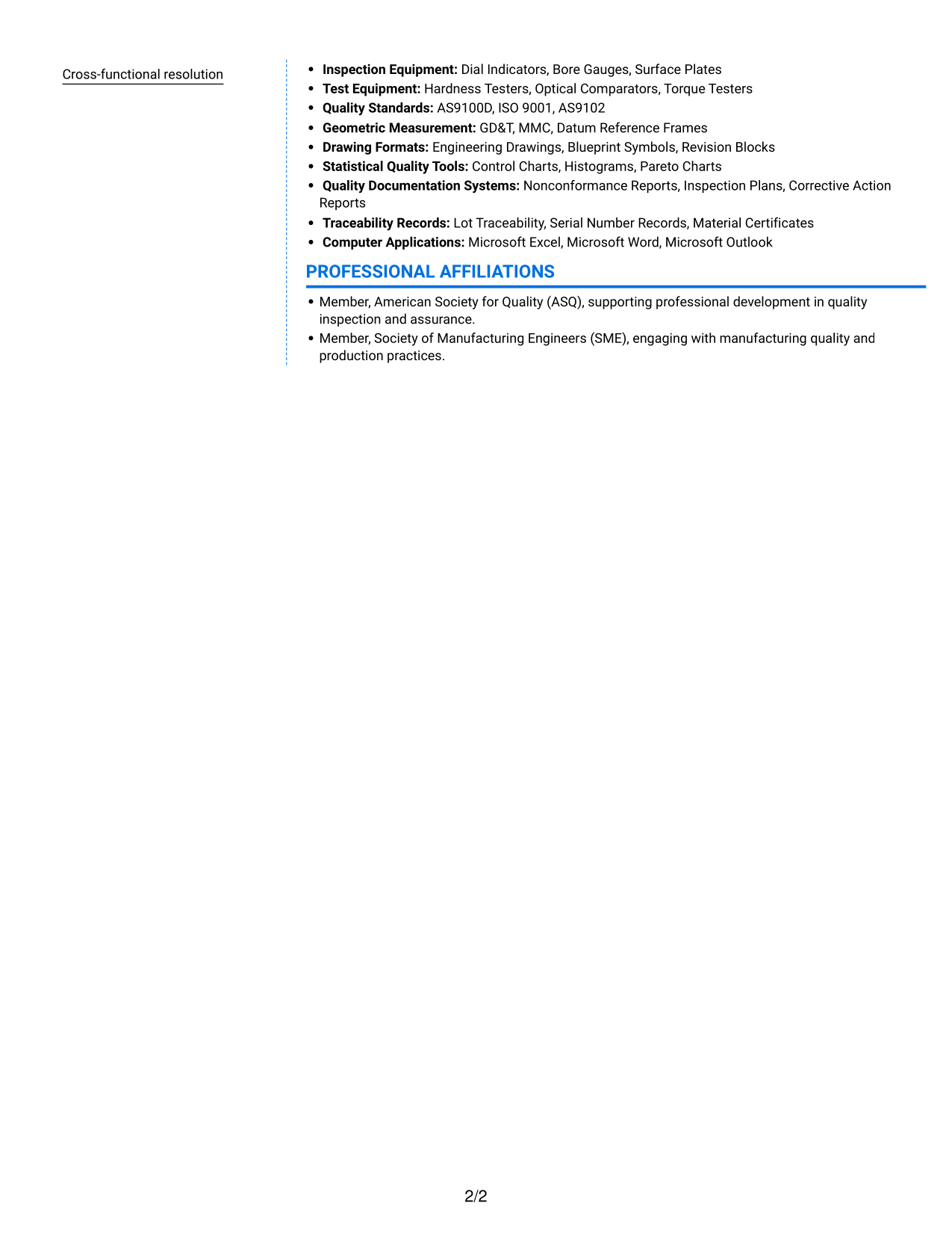 Resume example — page 2
