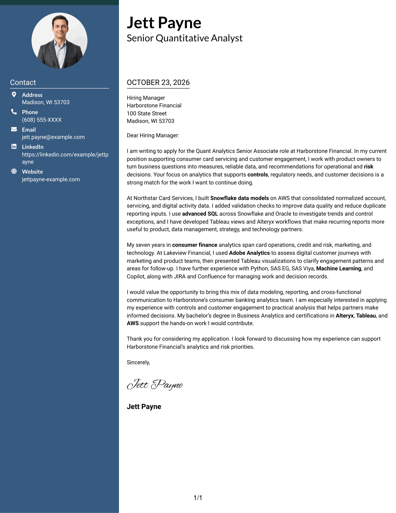 Cover letter example — page 1