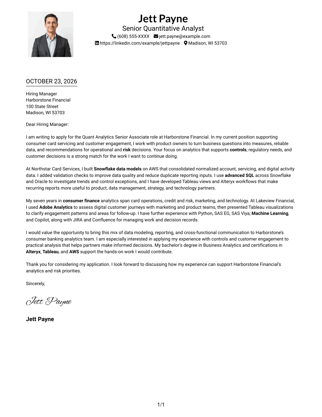 Cover letter example — page 1