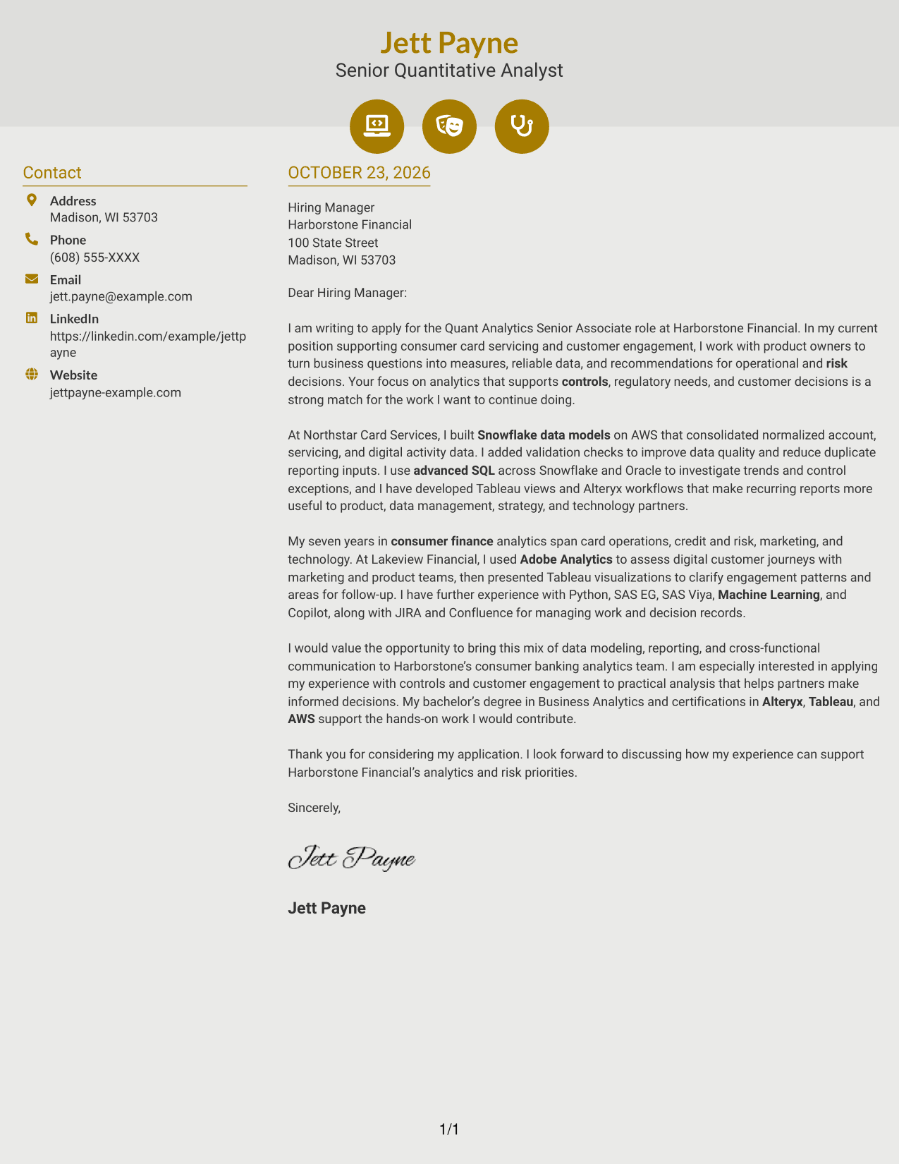 Cover letter example — page 1