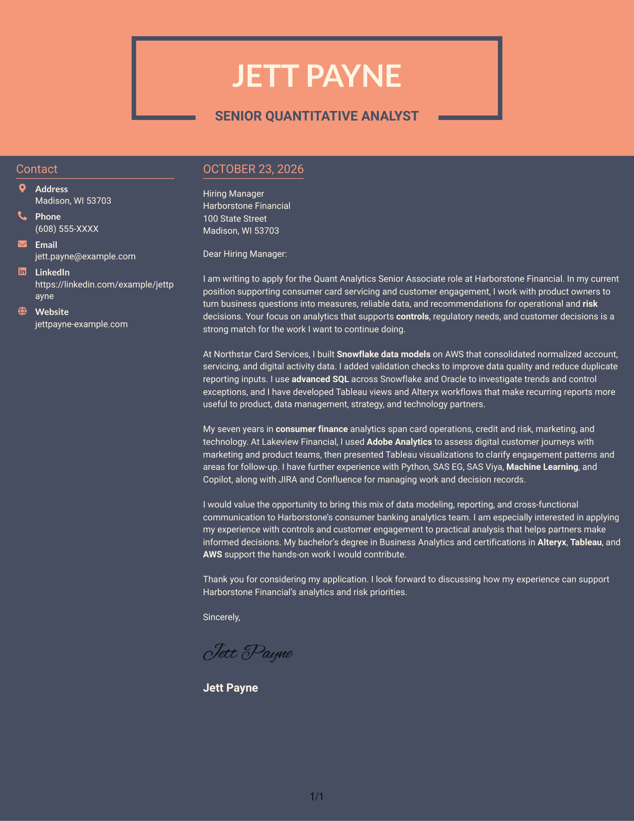 Cover letter example — page 1