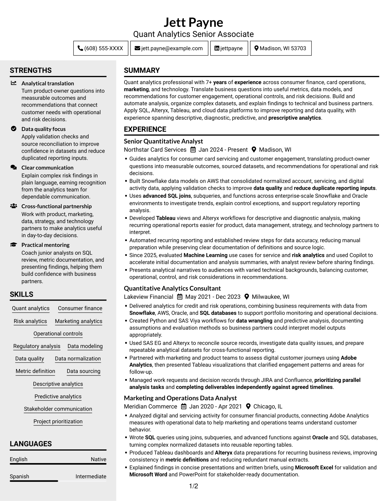 Resume example — page 1