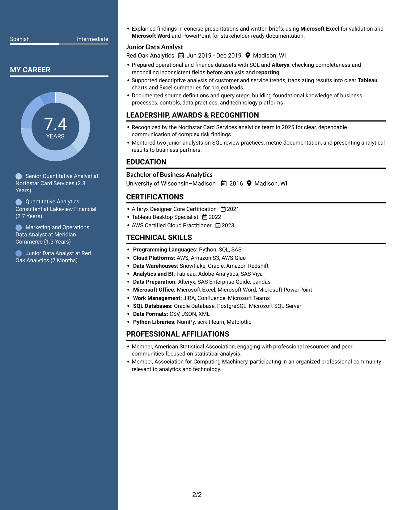 Resume example — page 2