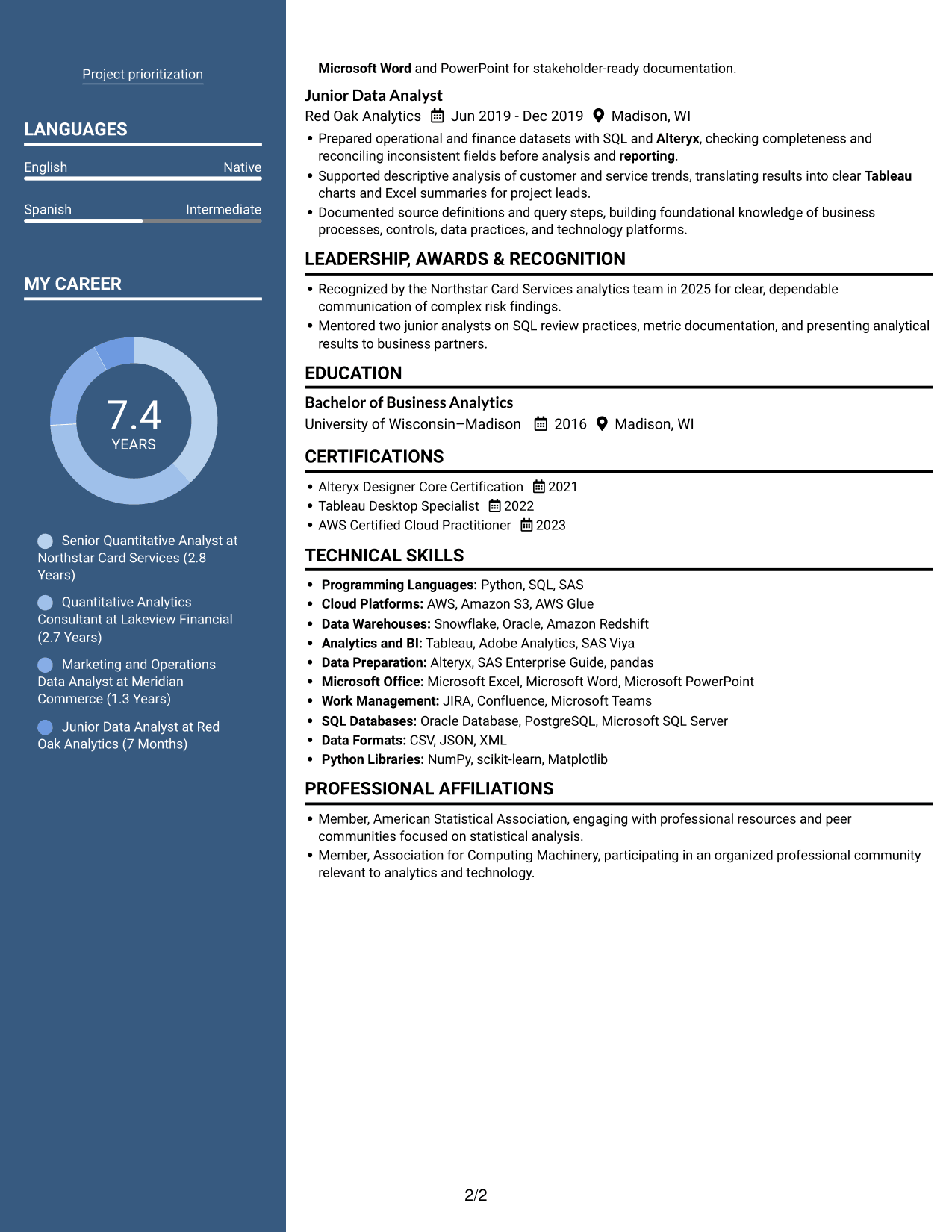 Resume example — page 2