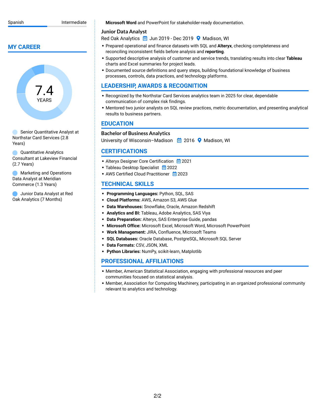 Resume example — page 2