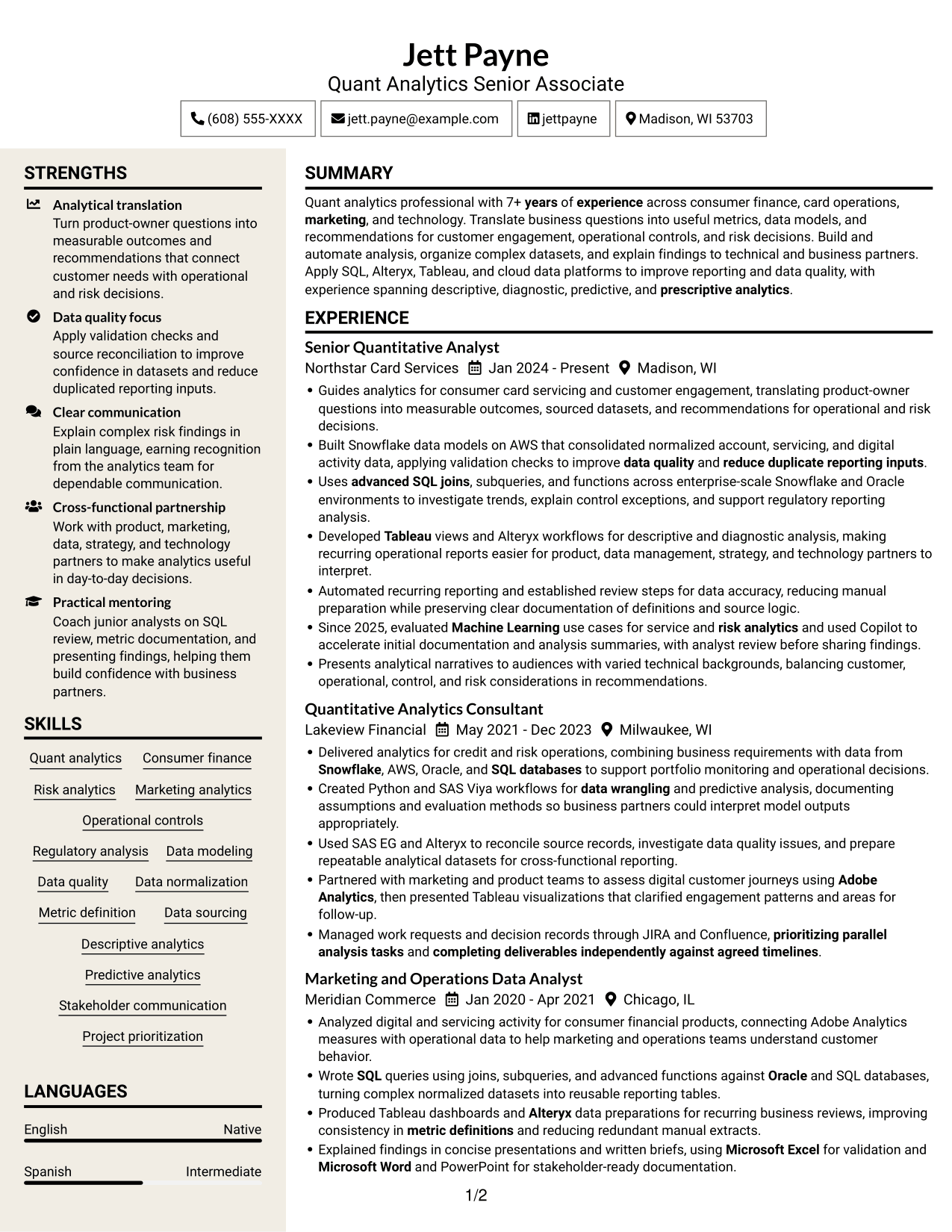Resume example — page 1