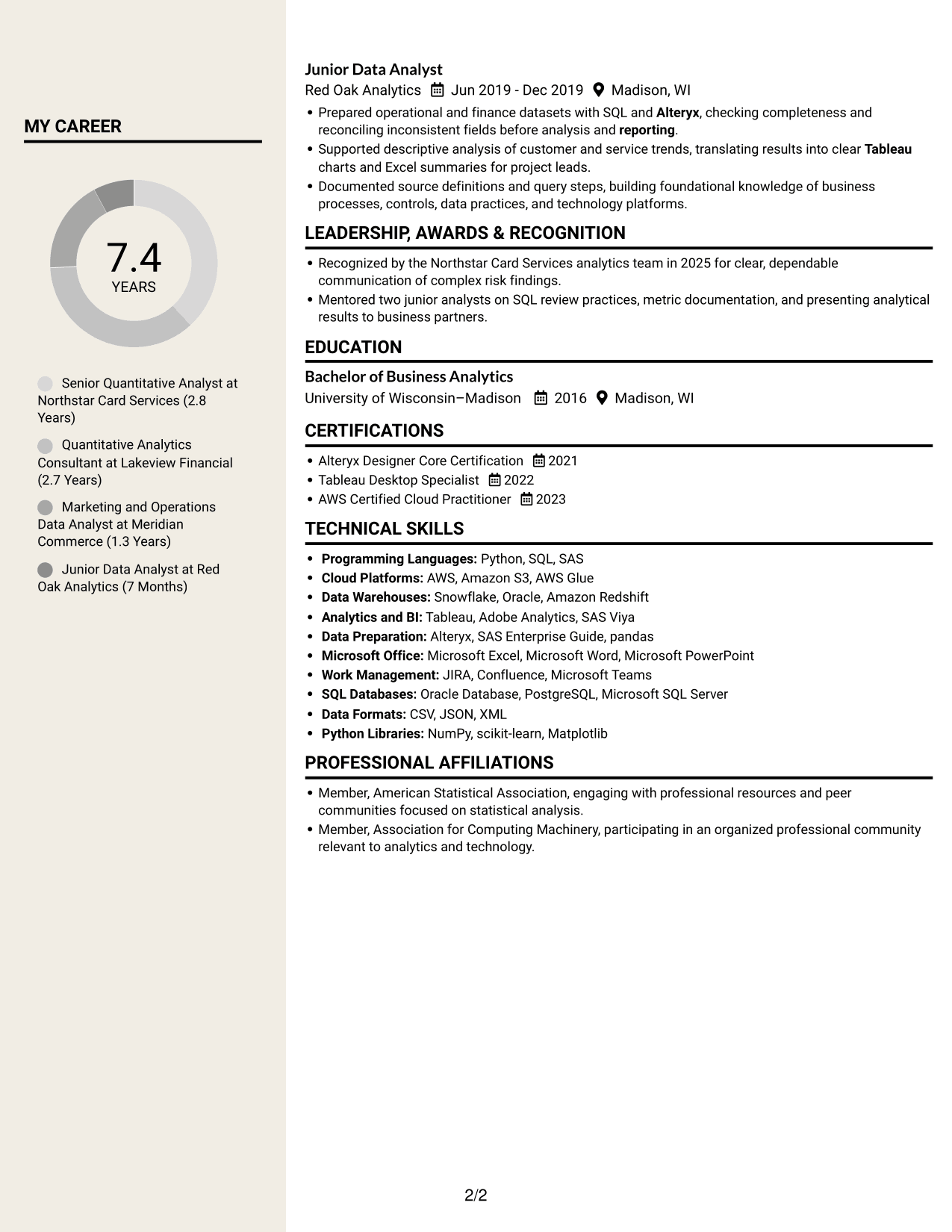 Resume example — page 2
