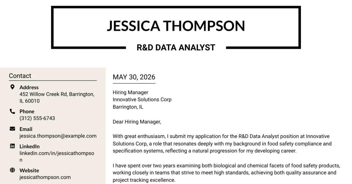 30+ R&D DATA ANALYST Cover Letter Templates with Example 2026