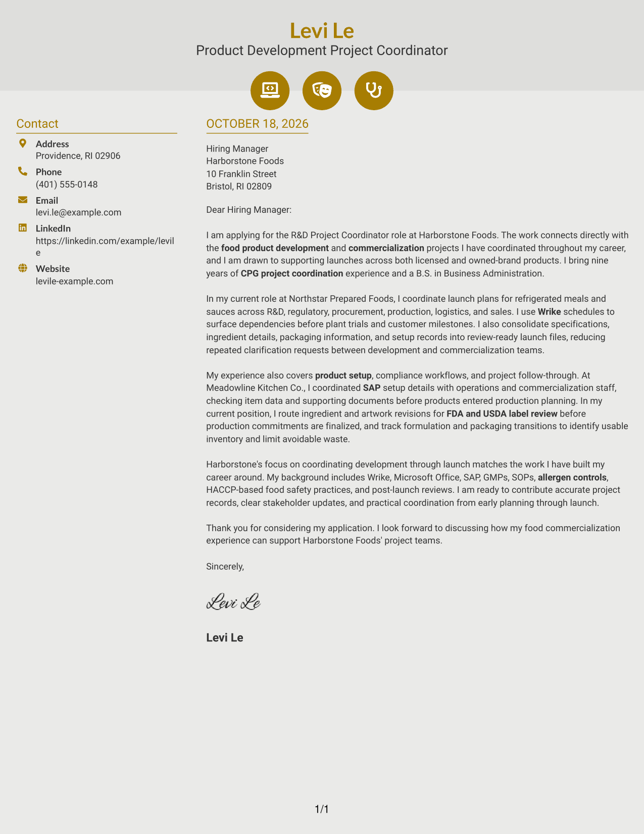Cover letter example — page 1