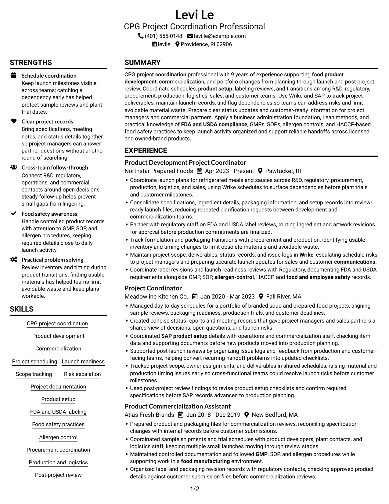 Resume example — page 1