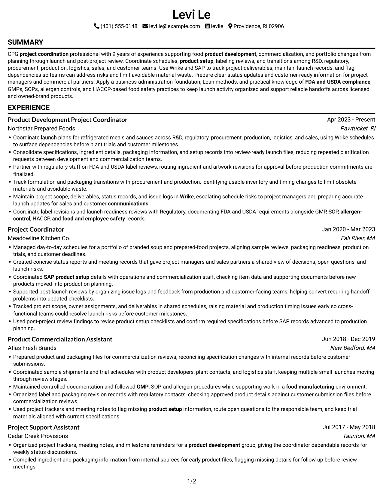 Resume example — page 1