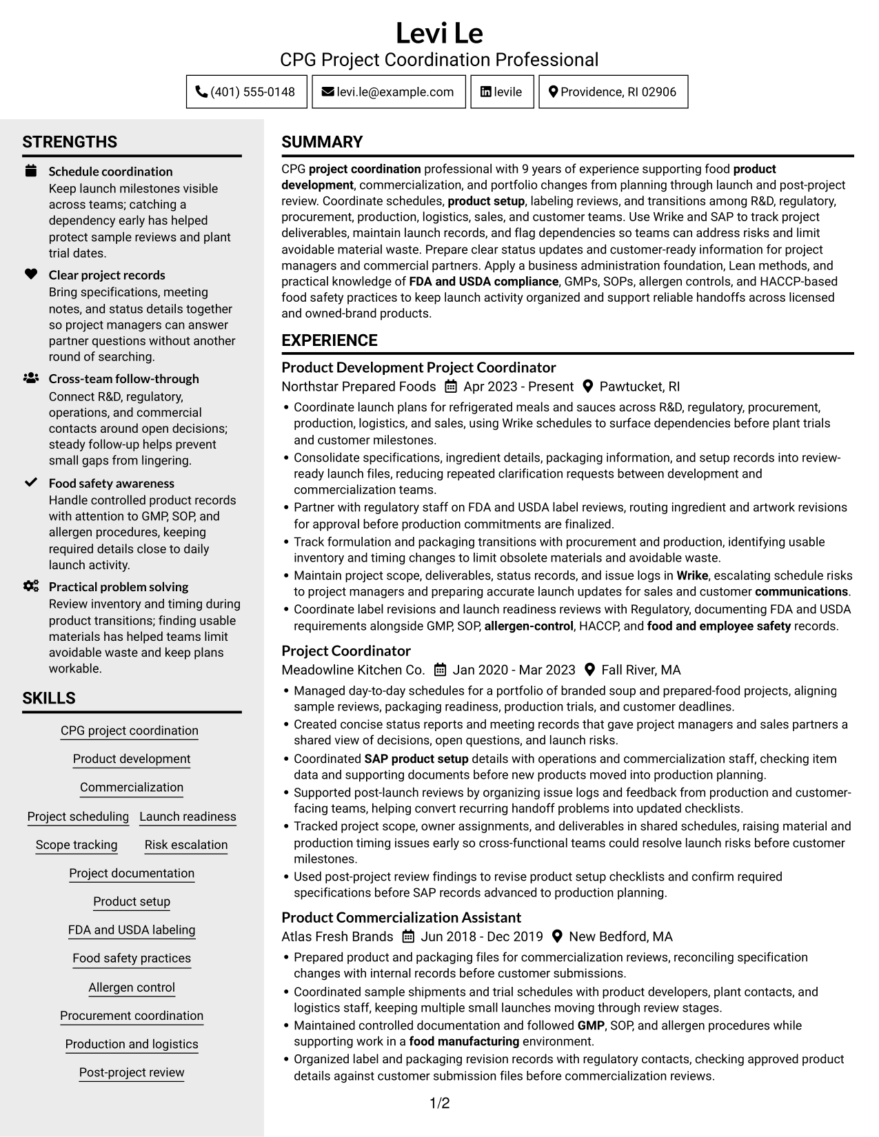 Resume example — page 1