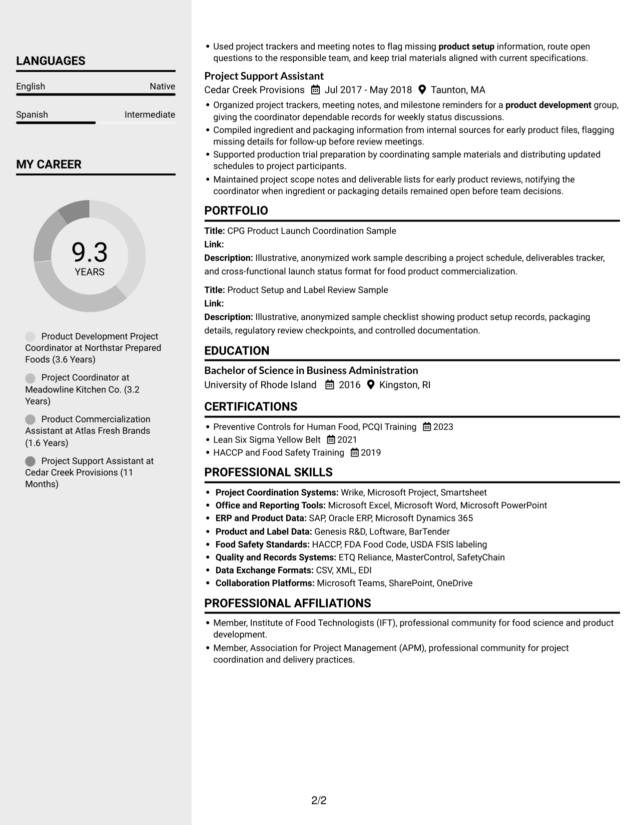 Resume example — page 2