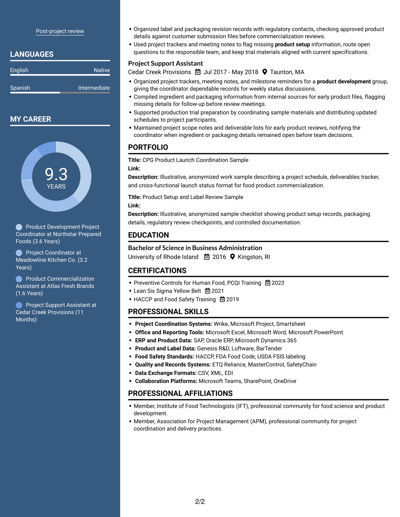 Resume example — page 2