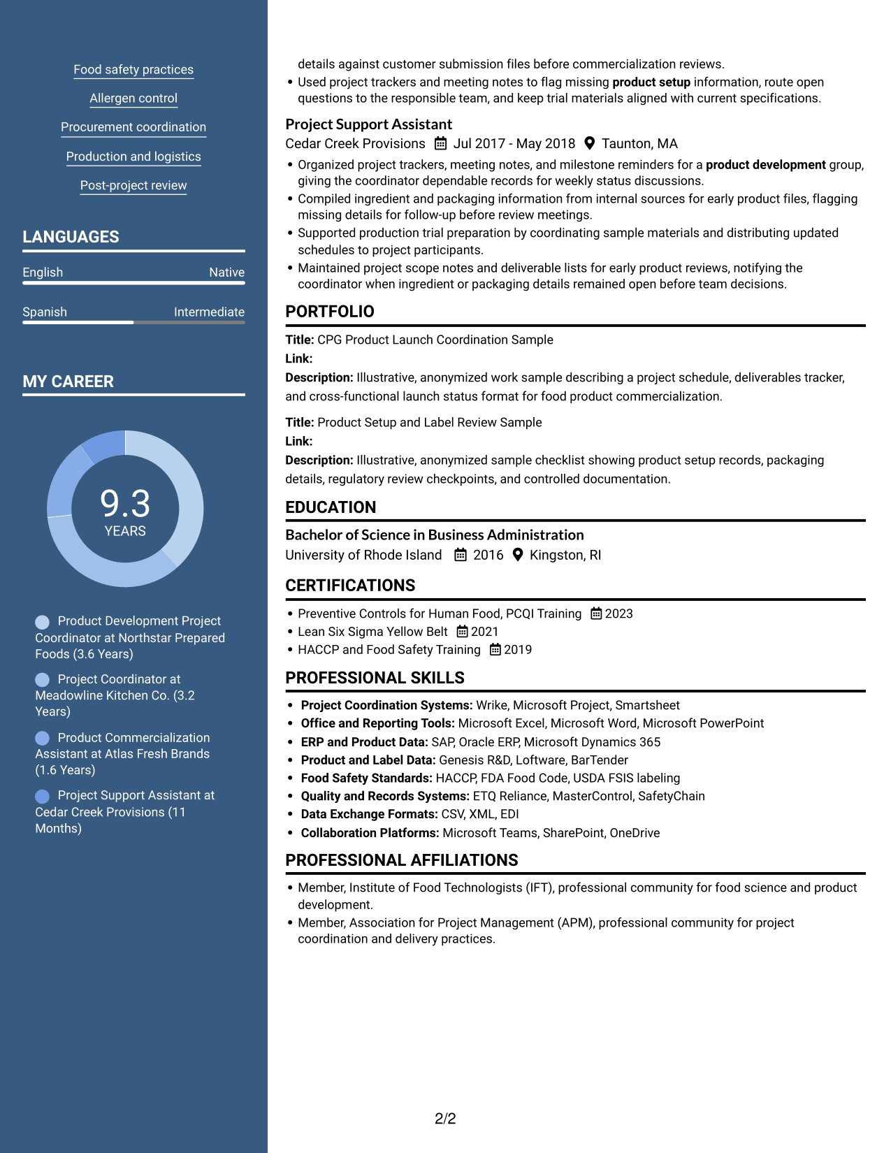 Resume example — page 2