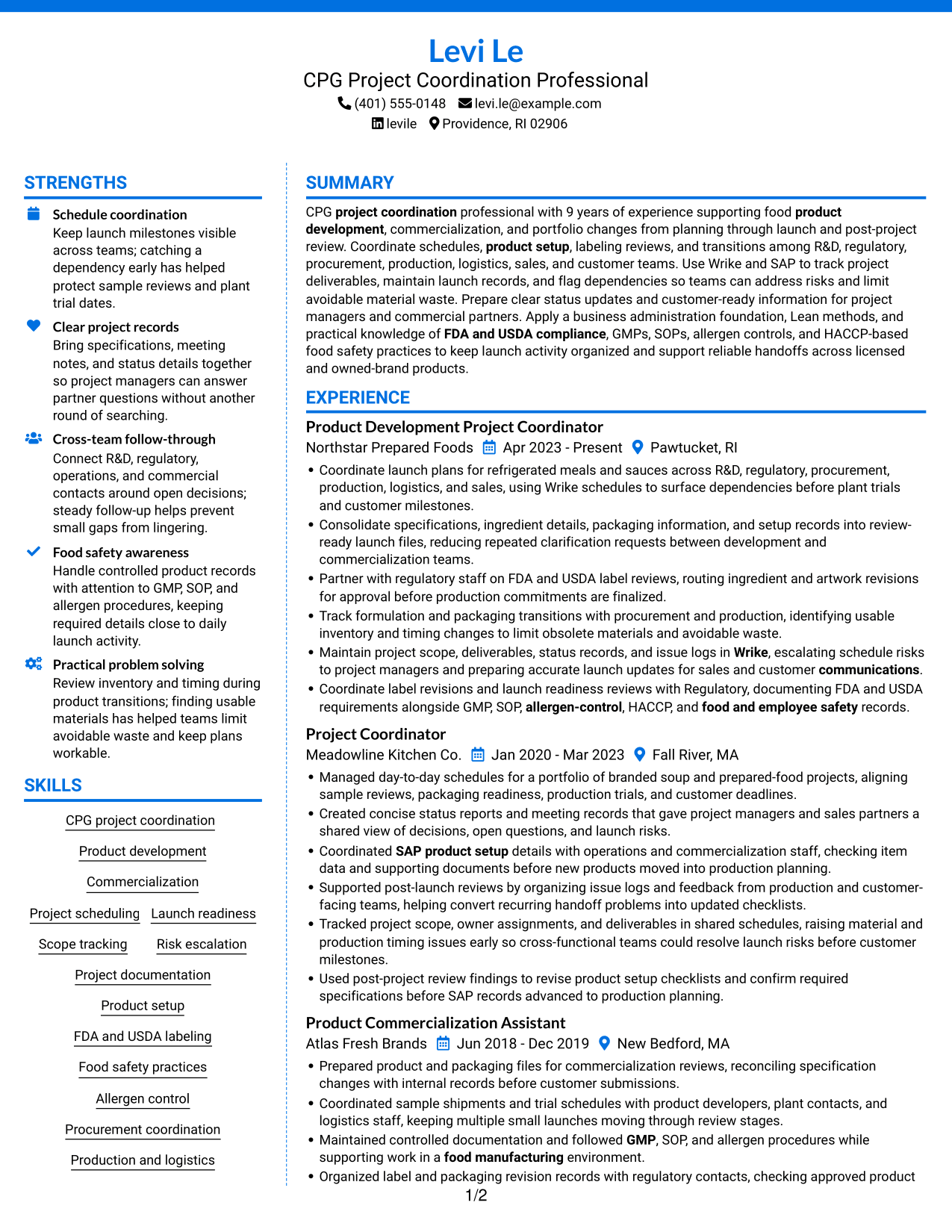 Resume example — page 1