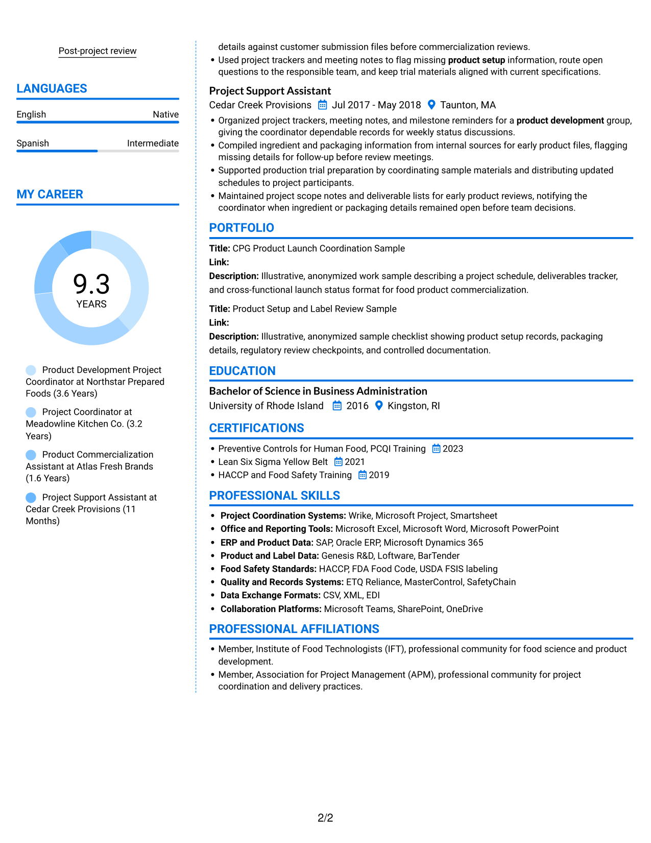 Resume example — page 2