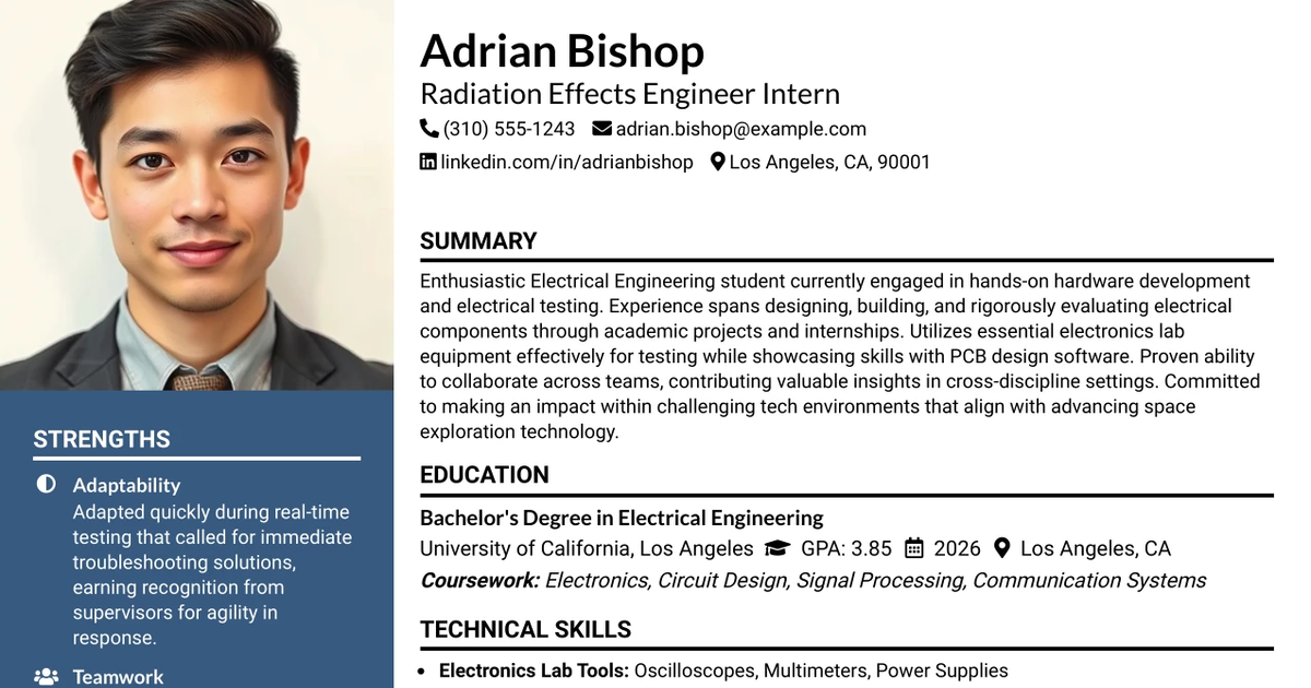 33 Radiation Effects Engineer Intern Resume Templates with Example 2026 (ATS-Optimized)
