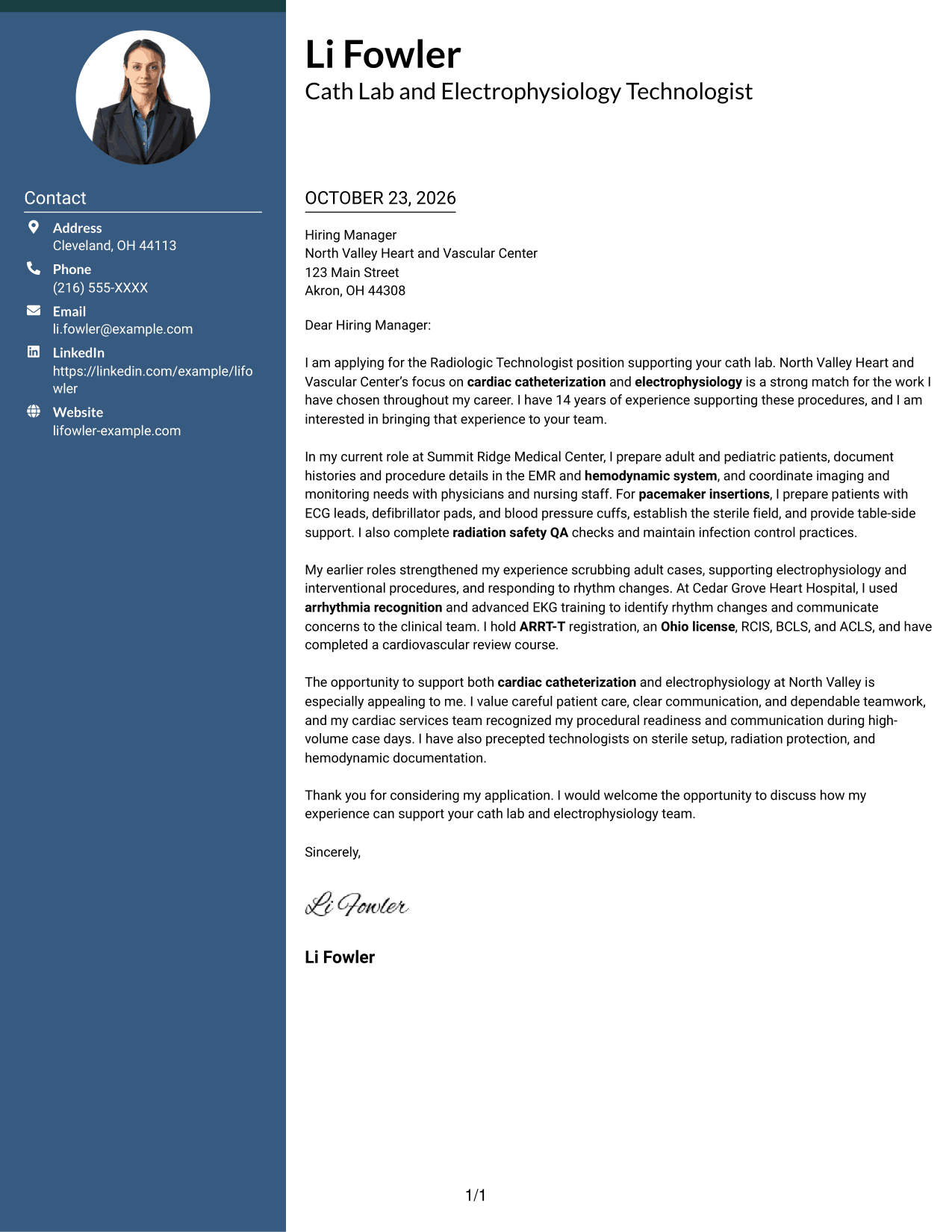 Cover letter example — page 1
