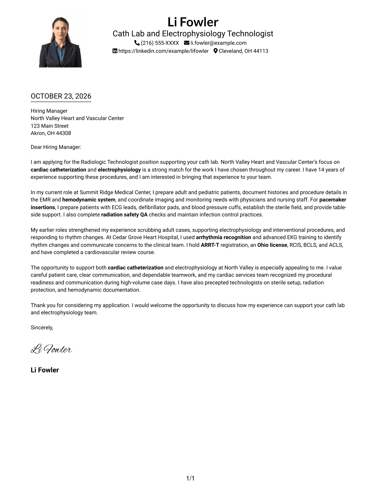 Cover letter example — page 1