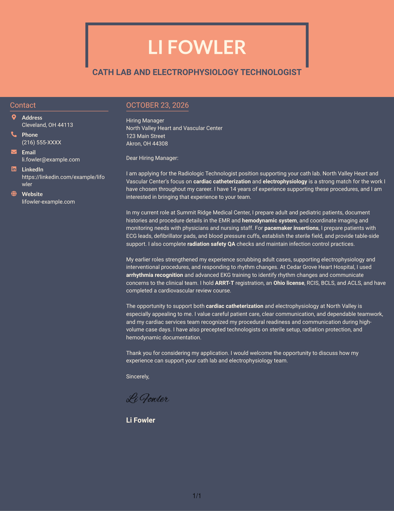 Cover letter example — page 1