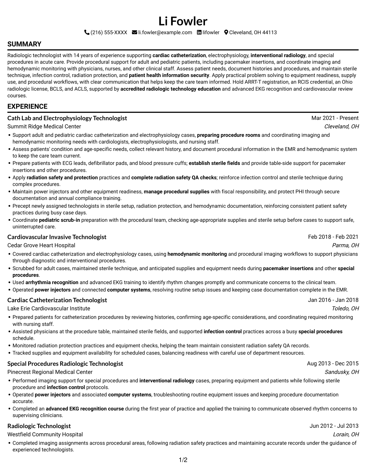Resume example — page 1