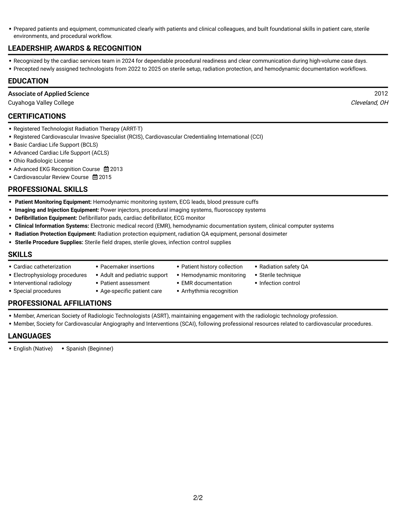 Resume example — page 2