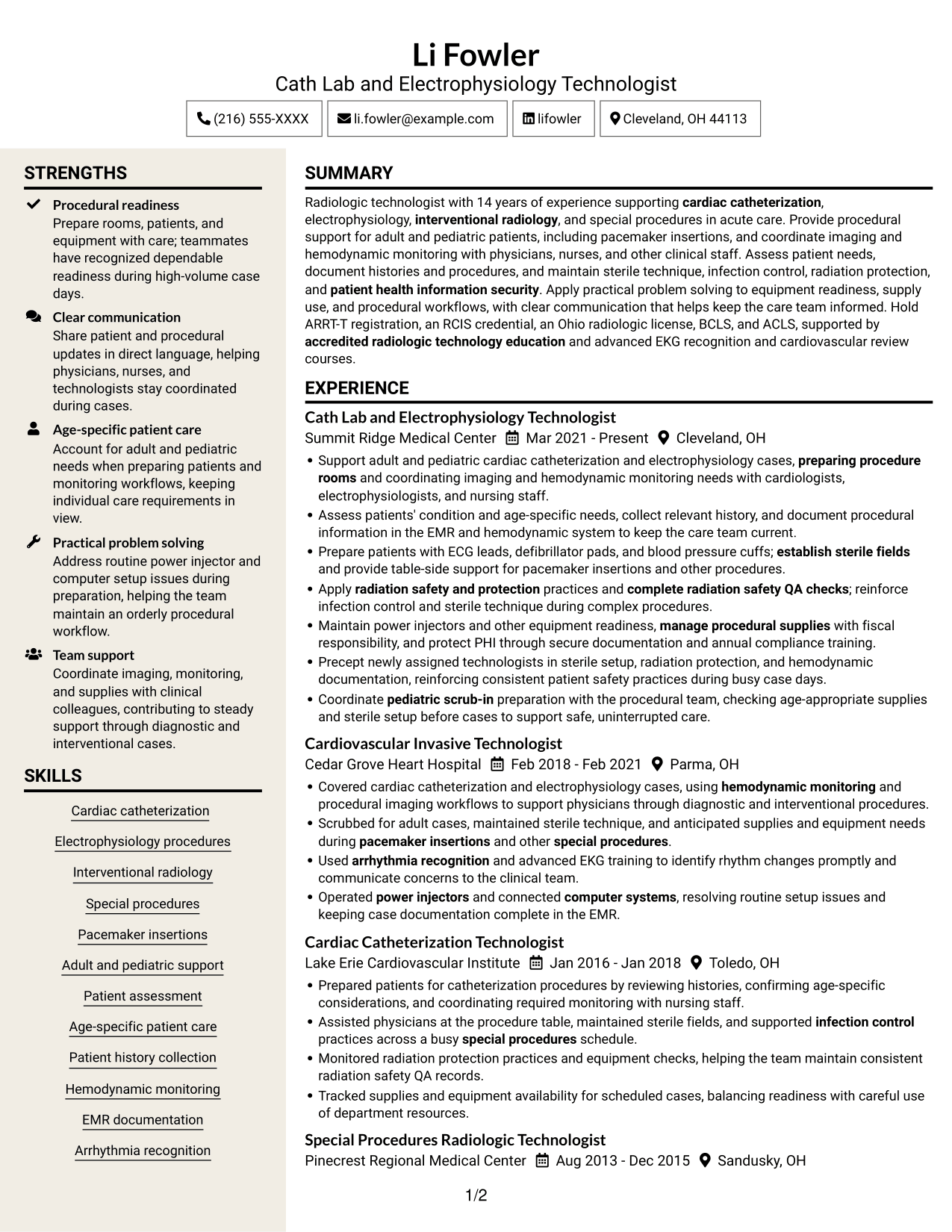Resume example — page 1