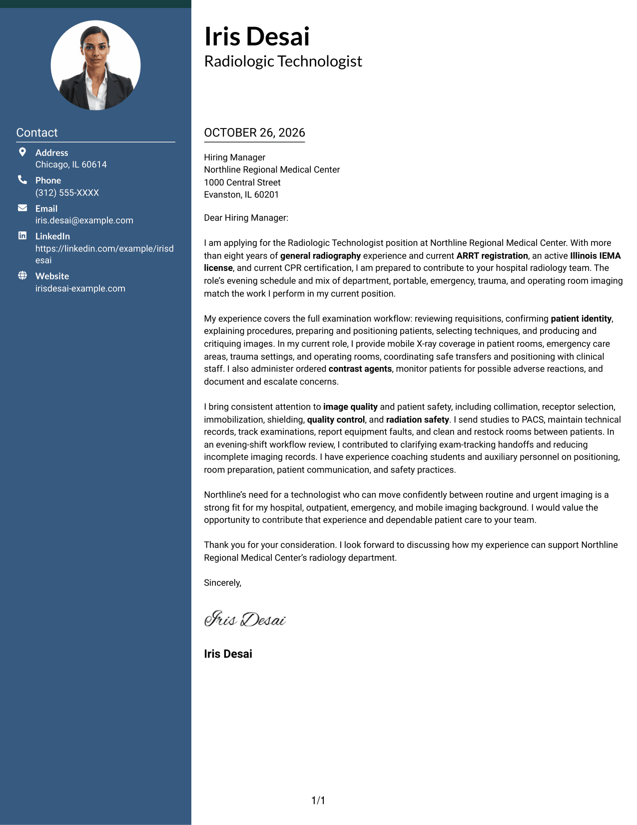 Cover letter example — page 1