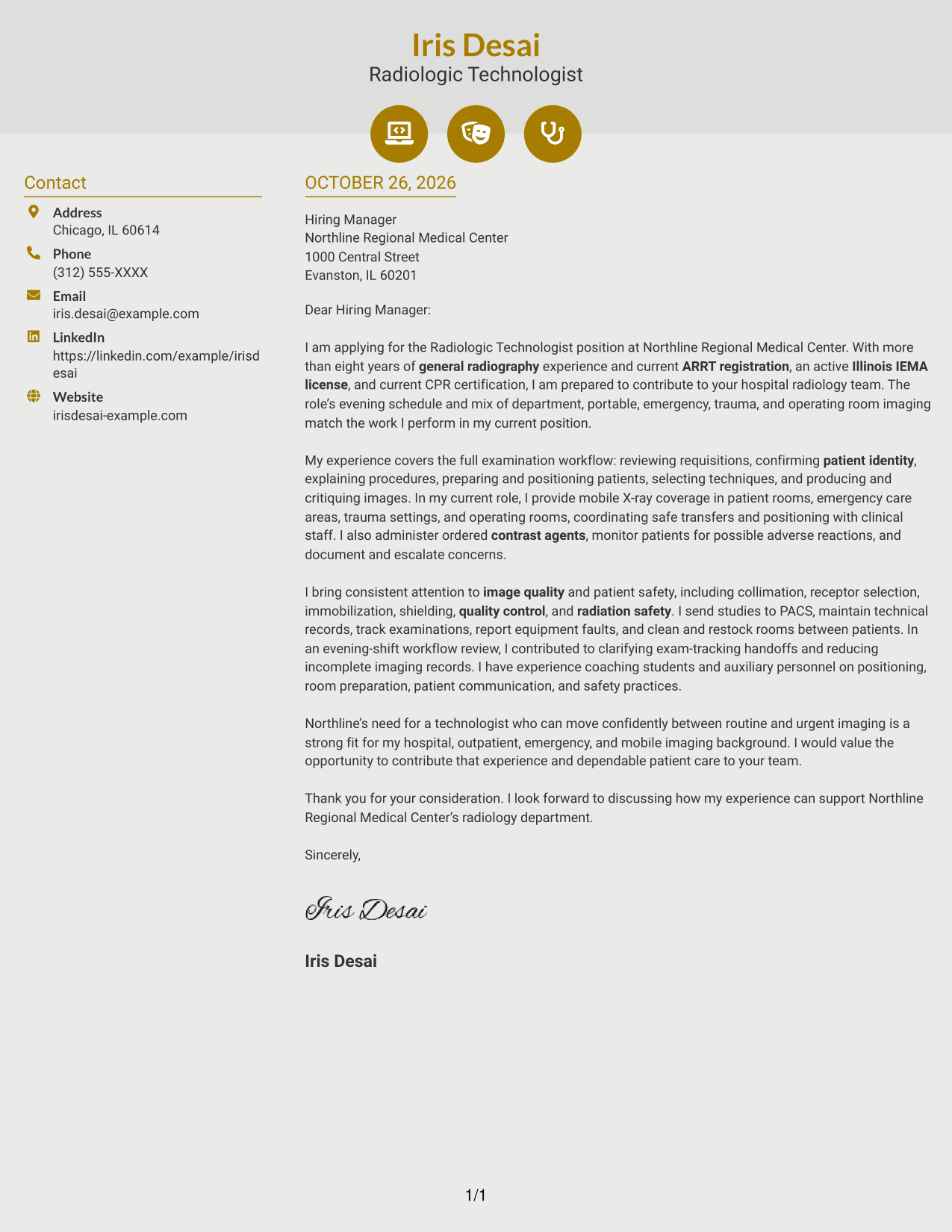 Cover letter example — page 1