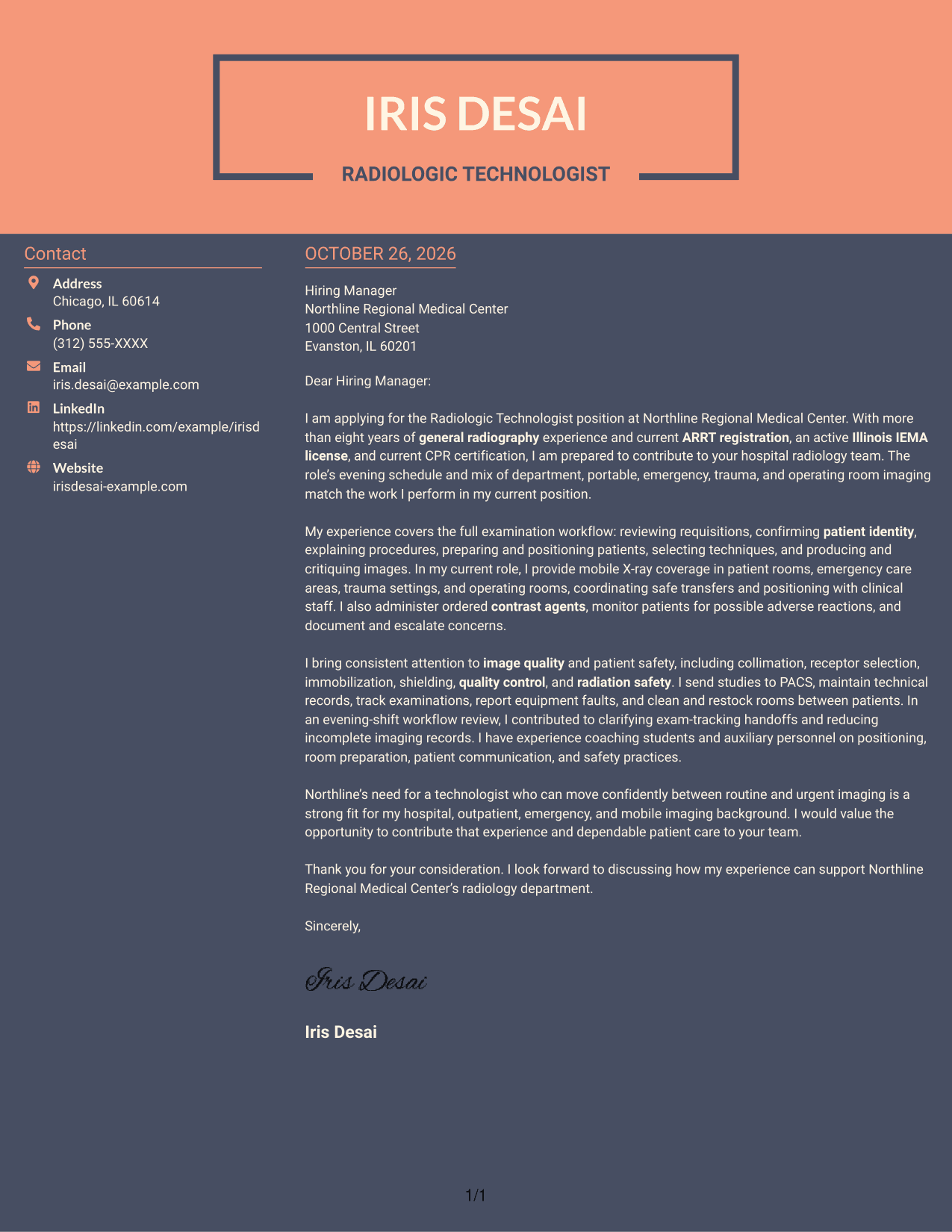Cover letter example — page 1
