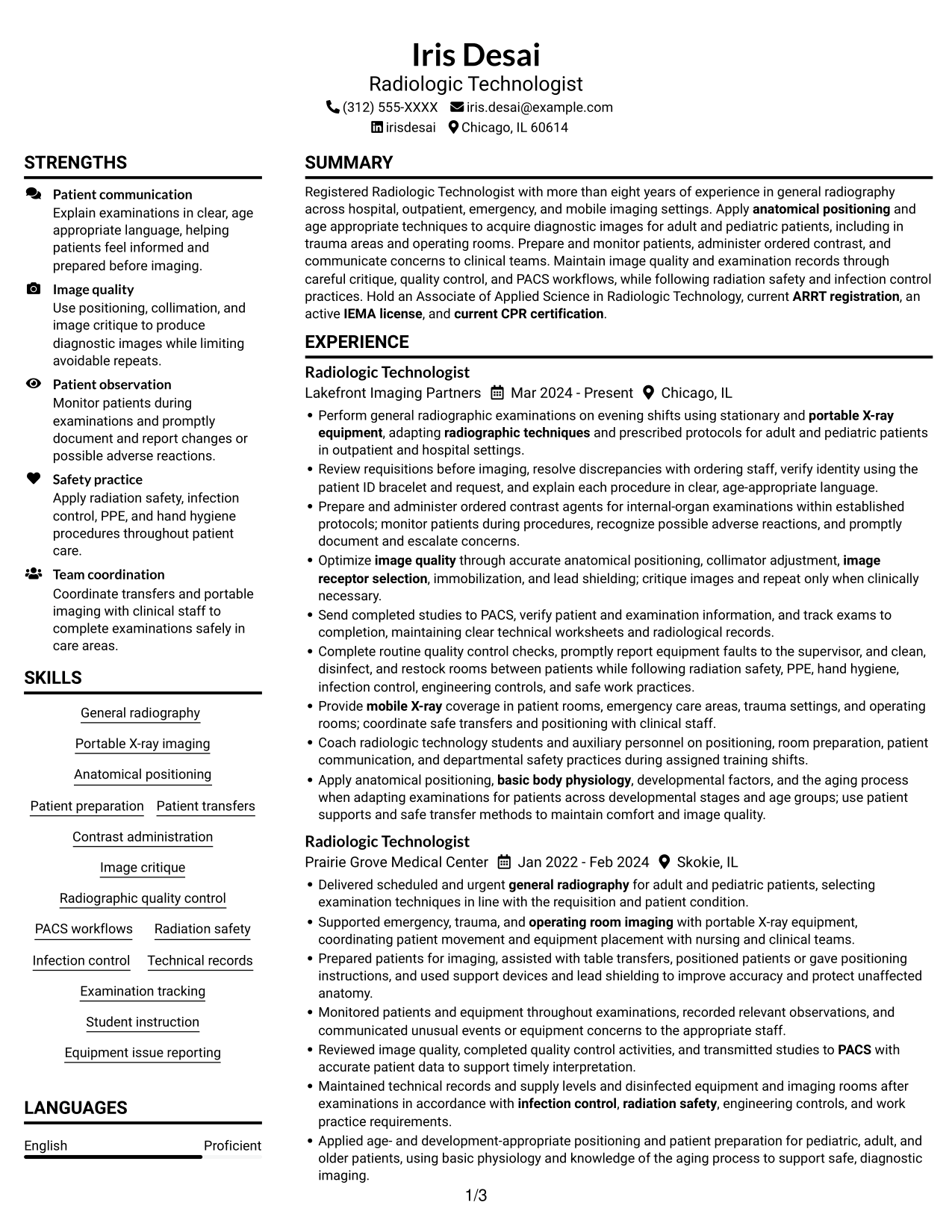 Resume example — page 1