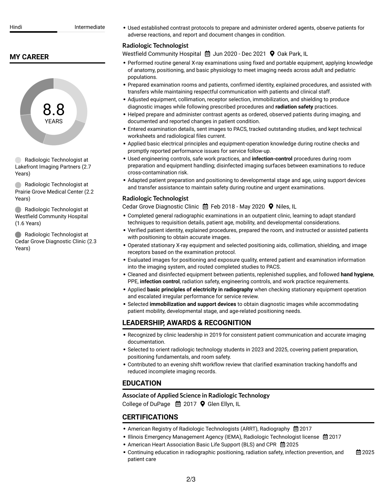 Resume example — page 2