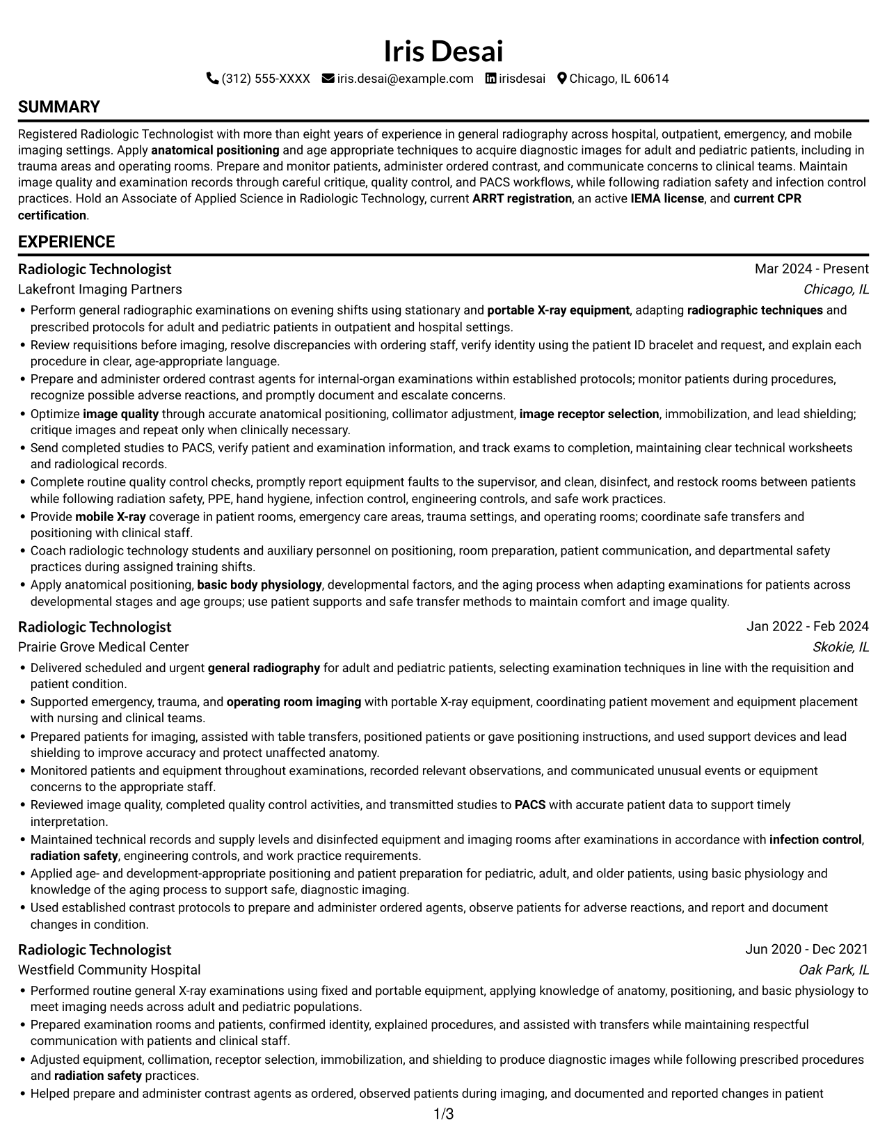 Resume example — page 1
