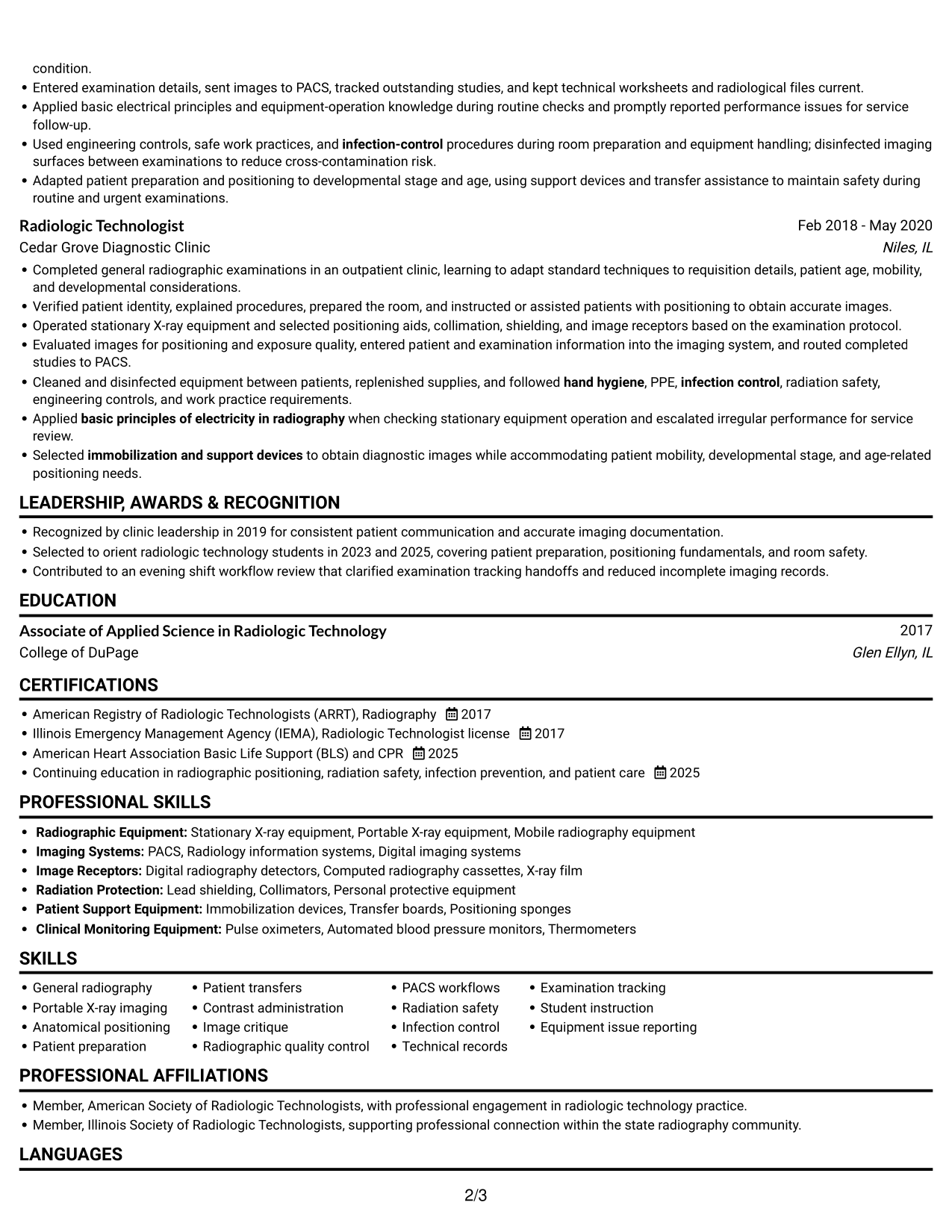 Resume example — page 2