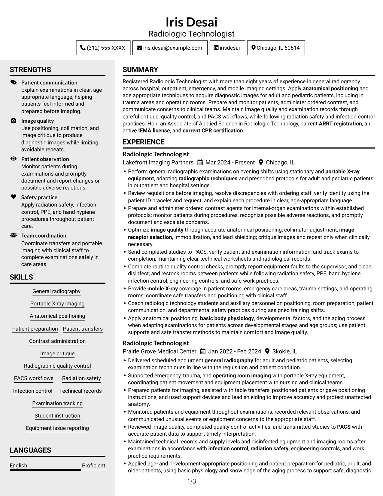 Resume example — page 1