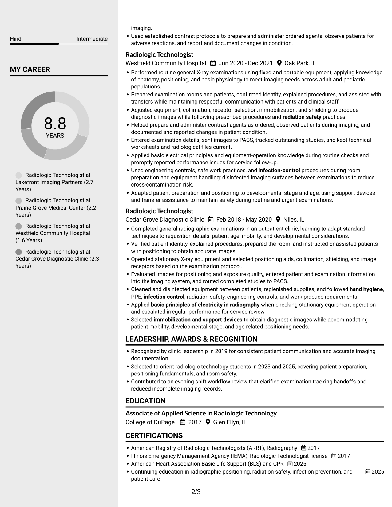 Resume example — page 2